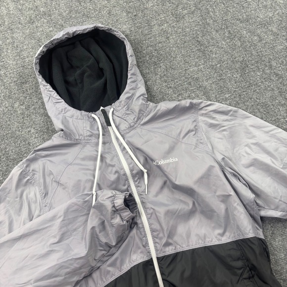Columbia Jackets & Blazers - Columbia Windbreaker Jacket Size Medium Grey Black Fleece Lined Hooded Women's